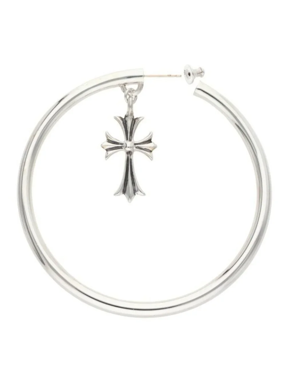 Chrome Hearts Tiny CH Silver Earrings with Cross